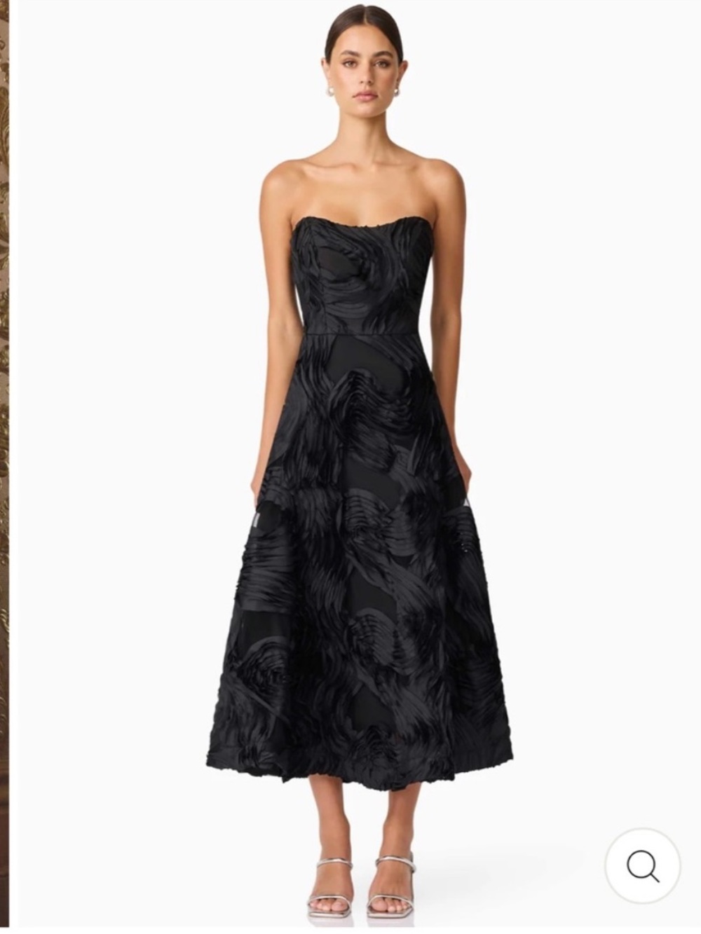 elliatt asher black 3d swirl chiffon fit & flare LDB midi dress size large NEW